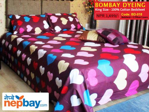 Bombay Dyeing King Size 100% Cotton Bedsheet with 2 Pillow Covers - (BD-018)