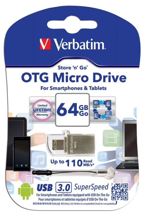 Verbatim OTG Micro USB 3.0 Flash Drive (64GB) - (VTM-49827)