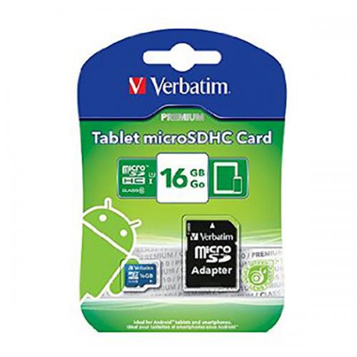 Verbatim 16GB Tablet microSDHC Memory Card, UHS-1 Class 10 - (VTM-44043)