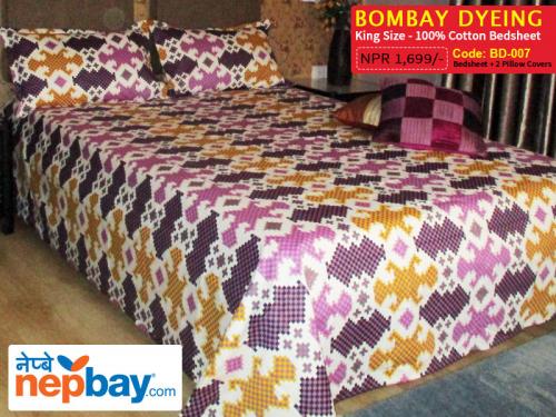 Bombay Dyeing King Size 100% Cotton Bedsheet with 2 Pillow Covers - (BD-007)