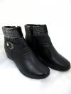 Black Leather Fur Winter Ankle Boots