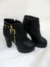 Ladies Fashion Winter Pu Leather Black Ankle Boots