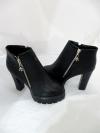 Black Faux Leather Fashion Ankle Boots