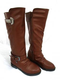 New Brand Brown Genuine Leather Winter Full Length Zipper Long Riding Boots