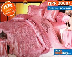 Pink Patterns Royal Collection - Super King Size - 100% Pure Cotton + Silk - 4 Pcs Bedding Set
