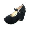 Cotton Dark Black High Heel Shoes