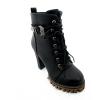 Ladies Dark Black High Heel Boot With Belt