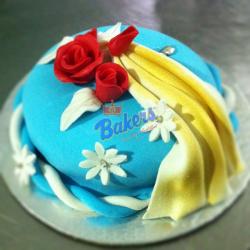 Blue Silk Marzipan Cake - 1KG