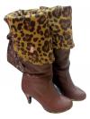 Ladies Leather Dotted Printed Brown Boot