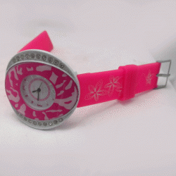 Ladies Fancy Natural Pink Band Flower Fashion Watch - (ARCH-162)