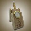 Personalized Laser Engraved Wooden Folding Pen Stand with Analog Clock - (ARCH-338)
