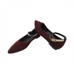 Maroon Fashionable Pointed Close Shoes For Ladies - (MS-034)