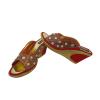 Golden & Red PU Wedge Heel Party Wear Sandal-(MS-005)