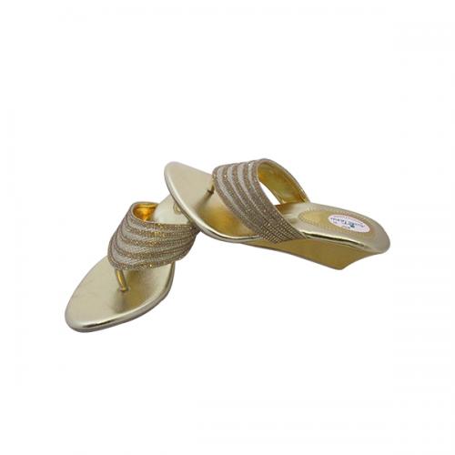 Gold Stylish PU Wedge Heel Party Wear Sandal -(MS-003)