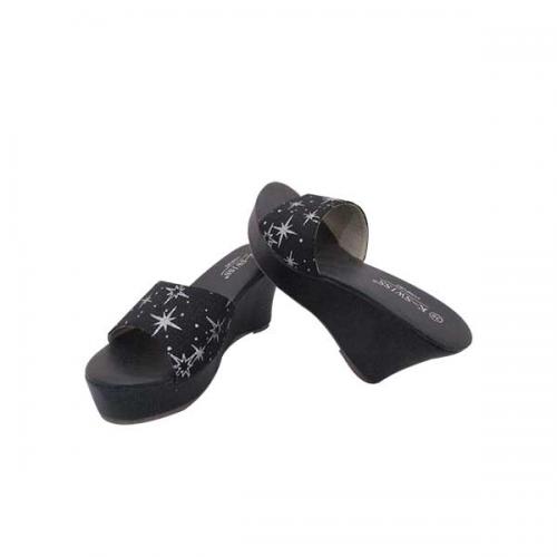 Fashionable Black Wedge Heel Sandal for ladies - (MS-021)