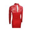 Dark Red Net Full Sleeve Gown - (EL-015)