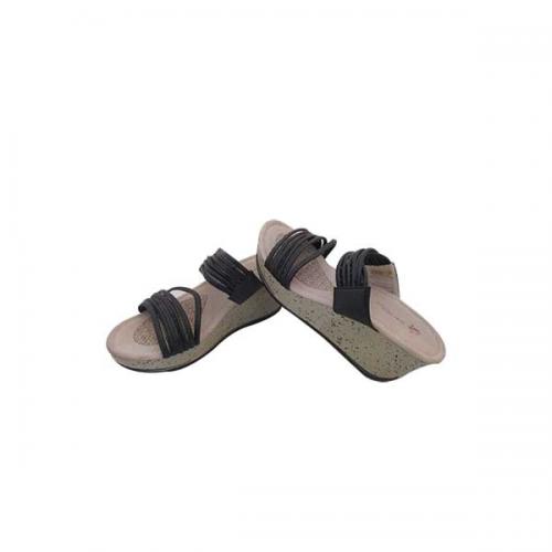 Cream & Black Casual Wedge Heel Sandals - (MS-018)