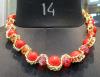 Broad Chain Neck PIece With Red Pearls - (WM-062)