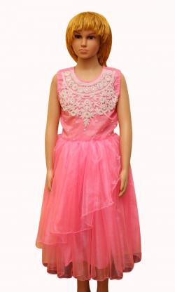 Pearly White Bead Worked Pink Dress - (JU-064)