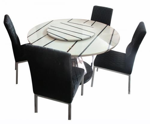 6 Seater Marble Oral Dinning Table Set - (FO-007)
