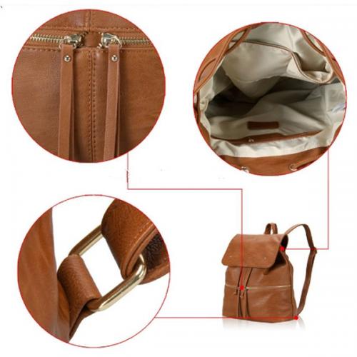 Brown Korean Leather Backpack - (WBG001)