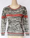 Black & Grey Round Neck Sweater With Stripes - (TP-317)