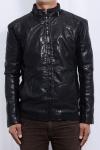 Black Synthetic Leather Jacket For Men - (SB-009)