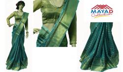 Blue Silk Mixed Saree For Ladies - (MCD-012)