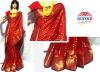 Red Cotton Silk Mixed Saree For Ladies - (MDC-041)
