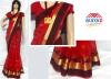 Red Cotton Silk Mixed Saree For Ladies - (MDC-043)