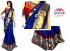 Blue Cotton Mixed Saree For Ladies - (MDC-053)