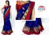 Blue Cotton Mixed Saree For Ladies - (MDC-054)