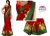Red Cotton Mix Saree For Ladies - (MDC-056)