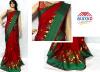 Red Cotton Mixed Saree For Ladies - (MDC-057)