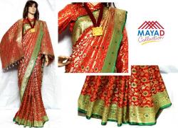 Maroon Banarasi Saree For Ladies - (MDC-039)