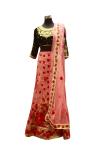 Pink Party Wear Lehenga With Red Flowers - (AE-058)