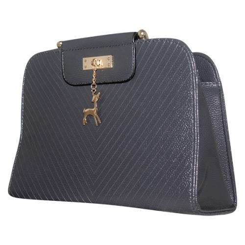 Dark Grey Shiny Fancy Handbag For Ladies - JRB-0006