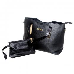 Dark Black 2 in 1 Handbag Set - Fancy Bag & Purse - JRB-0027