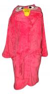 Full Pink Colored Polar Gown For Kids - Owl Printed Hood
