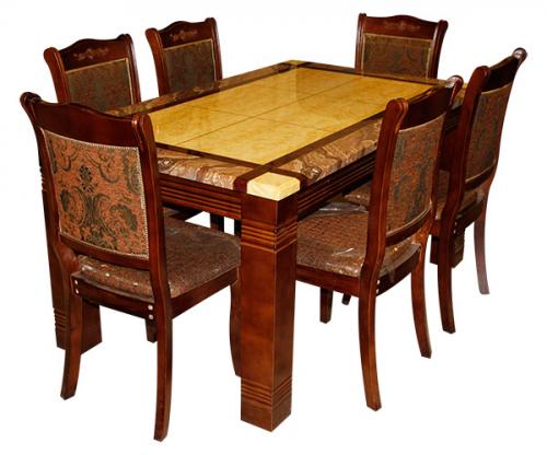 Marble Coated Dining Table - 6 Seater - (SD-026)