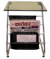 Glass Top Table With Magazine Holder - (SD-053)