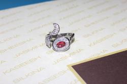 Silver Platinum ring with Zircon, Pink Crystal For your Valentine