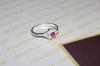Silver Platinum ring with Zircon, Pink Crystal, leaf design For your Valentine