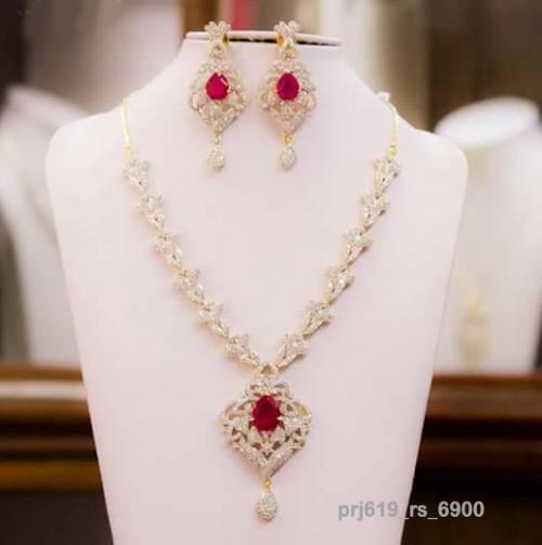 Ruby Diamond Necklace with Matching Ear Rings