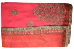 Embroidered Light Pink Color Party Wear Saree - (RI-E4)