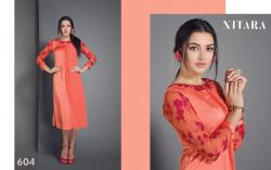 Vibrant Peach Orange Tailored Different Style Kurti For Gathering n Parties