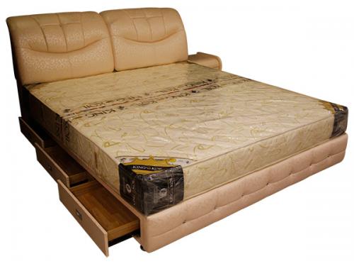 Light Cream Colored Regjin Bed With Drawer - (SD-089)