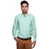 100% Cotton Plain Mandarin Collar Long Sleeve Shirt - Light Turquoise