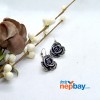 Silver/Black Flower Designed Earrings