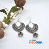 Silver Antique Patterned Chandbali Designed Earrings